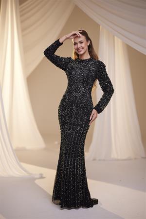 Osmanlı desen abiye siyah 