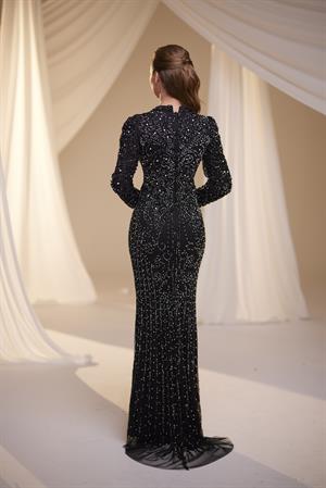 Osmanlı desen abiye siyah 