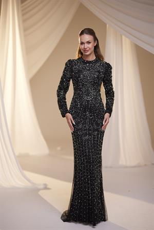 Osmanlı desen abiye siyah 