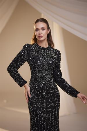 Osmanlı desen abiye siyah 