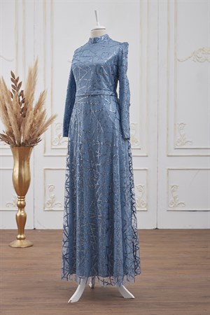 Parıltı Tesettür Abiye Bebe Mavisi