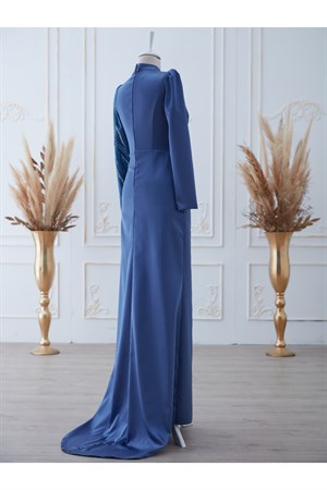 Safir Tesettür Abiye İndigo
