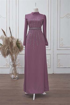 Tuğçe Tesettür Abiye Gül Kurusu