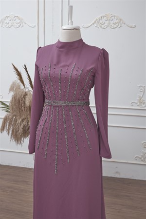 Tuğçe Tesettür Abiye Gül Kurusu