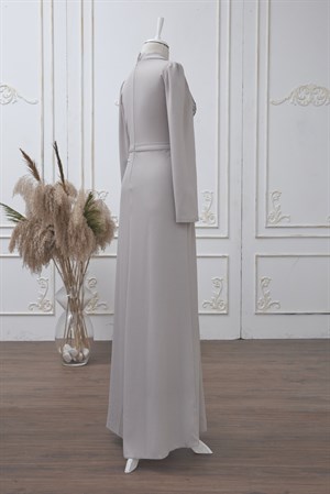 Tuğçe Tesettür Abiye Krem