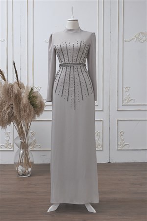 Tuğçe Tesettür Abiye Krem