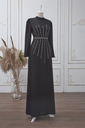 Tuğçe Tesettür Abiye Siyah