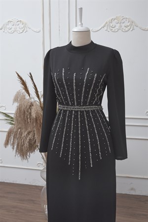 Tuğçe Tesettür Abiye Siyah