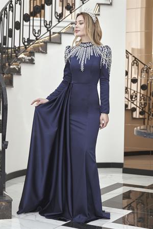 Zehra Tesettür Abiye Lacivert