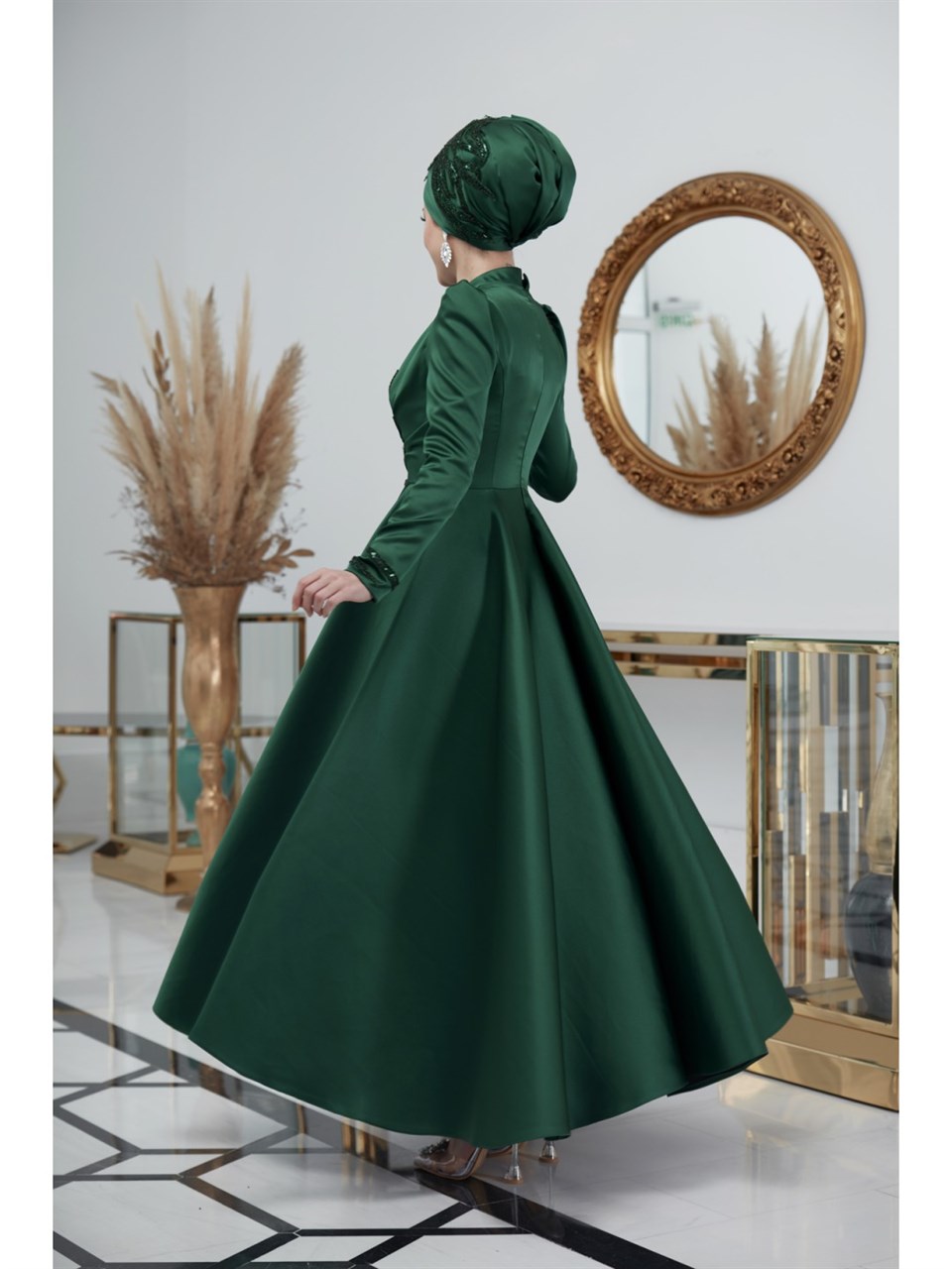 Begonvil Tesettür Abiye Zümrüt Yeşili - Dresslife