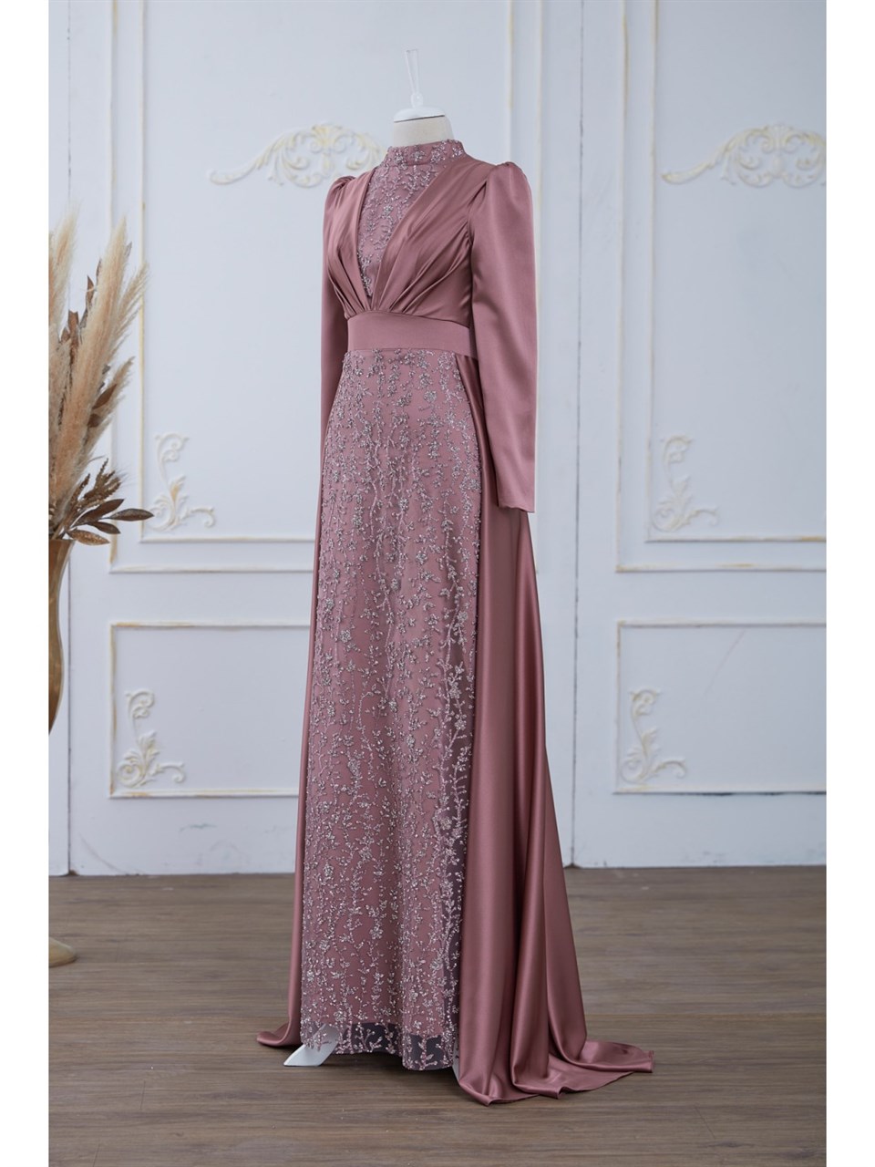 Şehrazat Hijab Evening Dress Rose