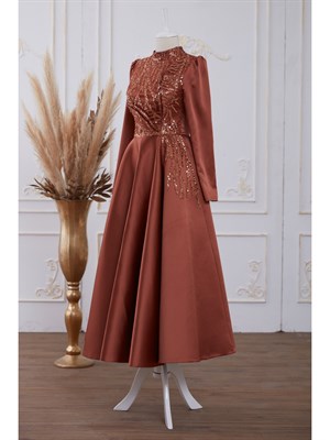 Galia Tesettur Abiye Orange Dresslife
