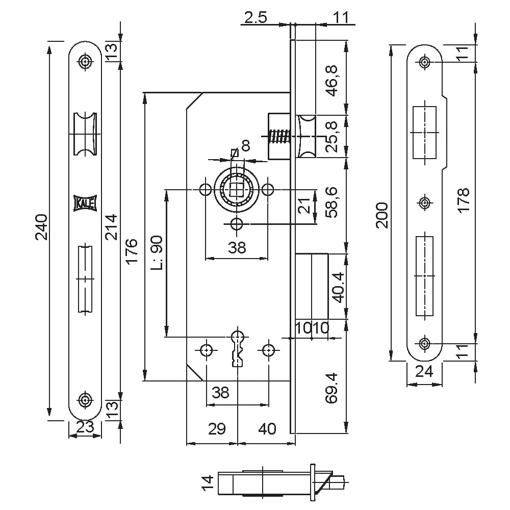 KALE 151R40 ODA NİKEL OVAL 23 MM 90x40203.01.0105169Standart KilitlerKALE