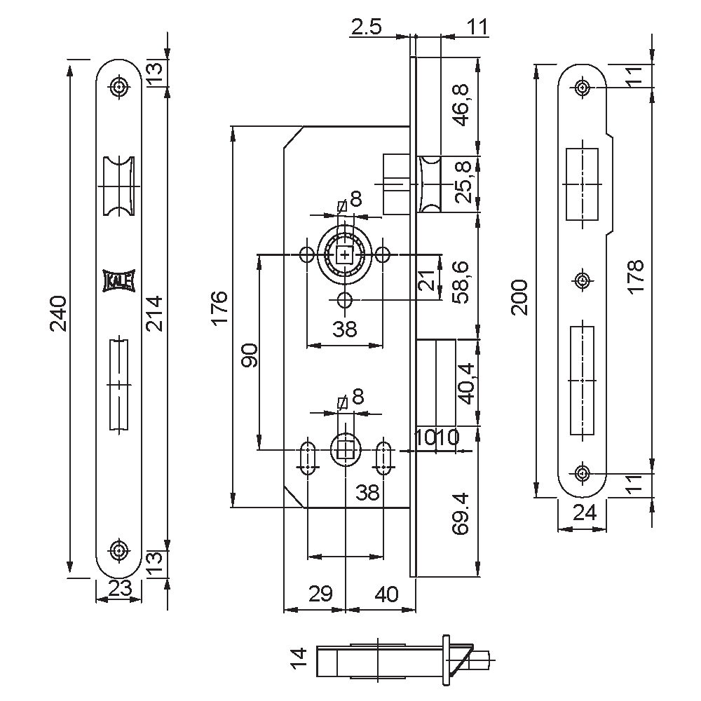 KALE 169R40 WC NİKEL OVAL 23 MM 90x40203.02.0105170Standart KilitlerKALE