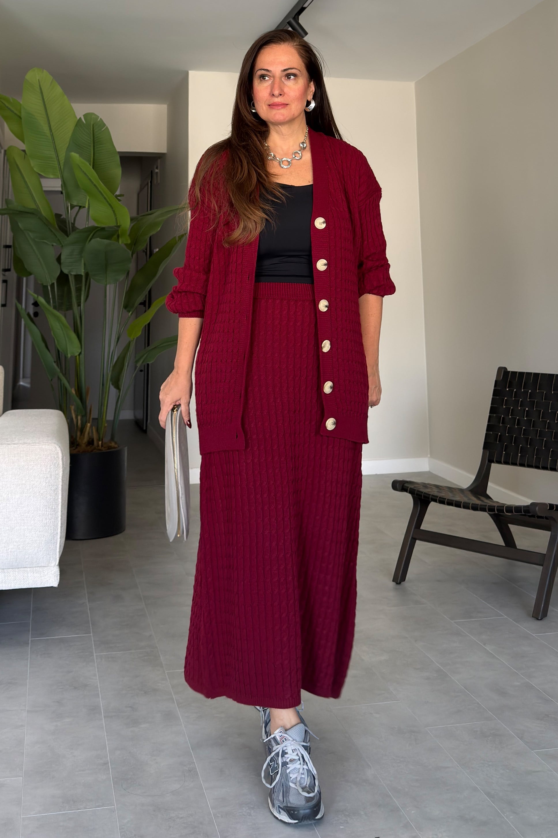 Barbara Etekli Takım Bordo