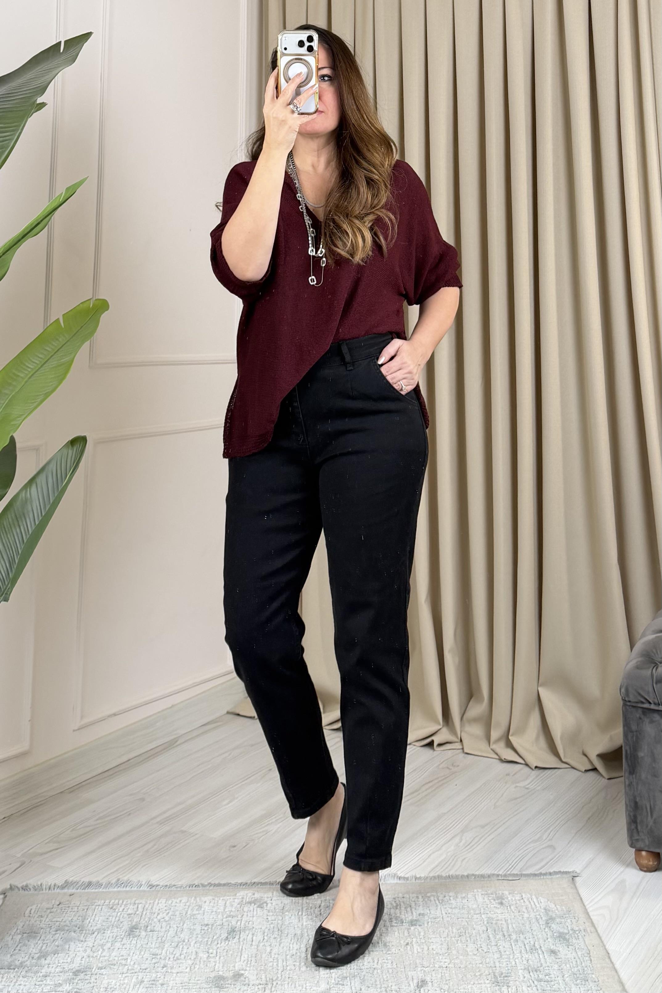 Lora Mom Jean Pantolon Siyah