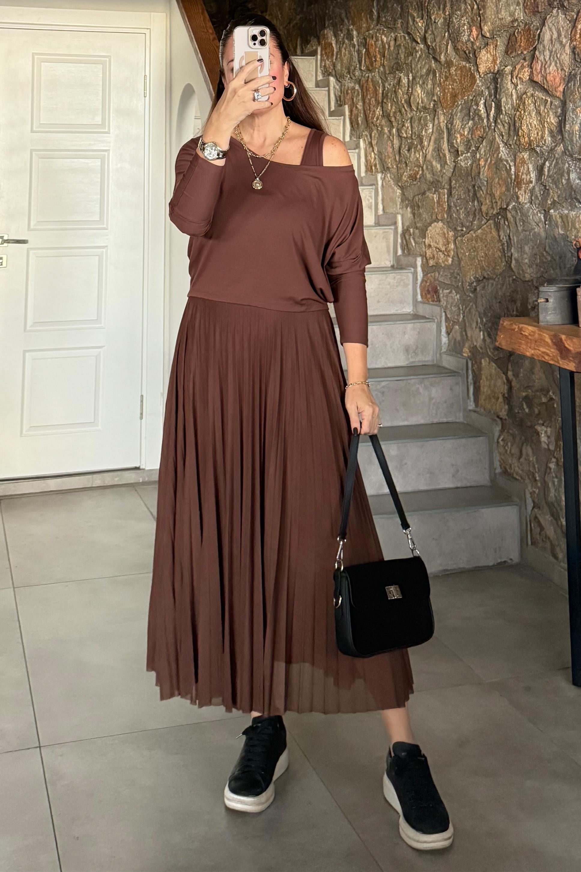 Flore İkili Elbise Kahve