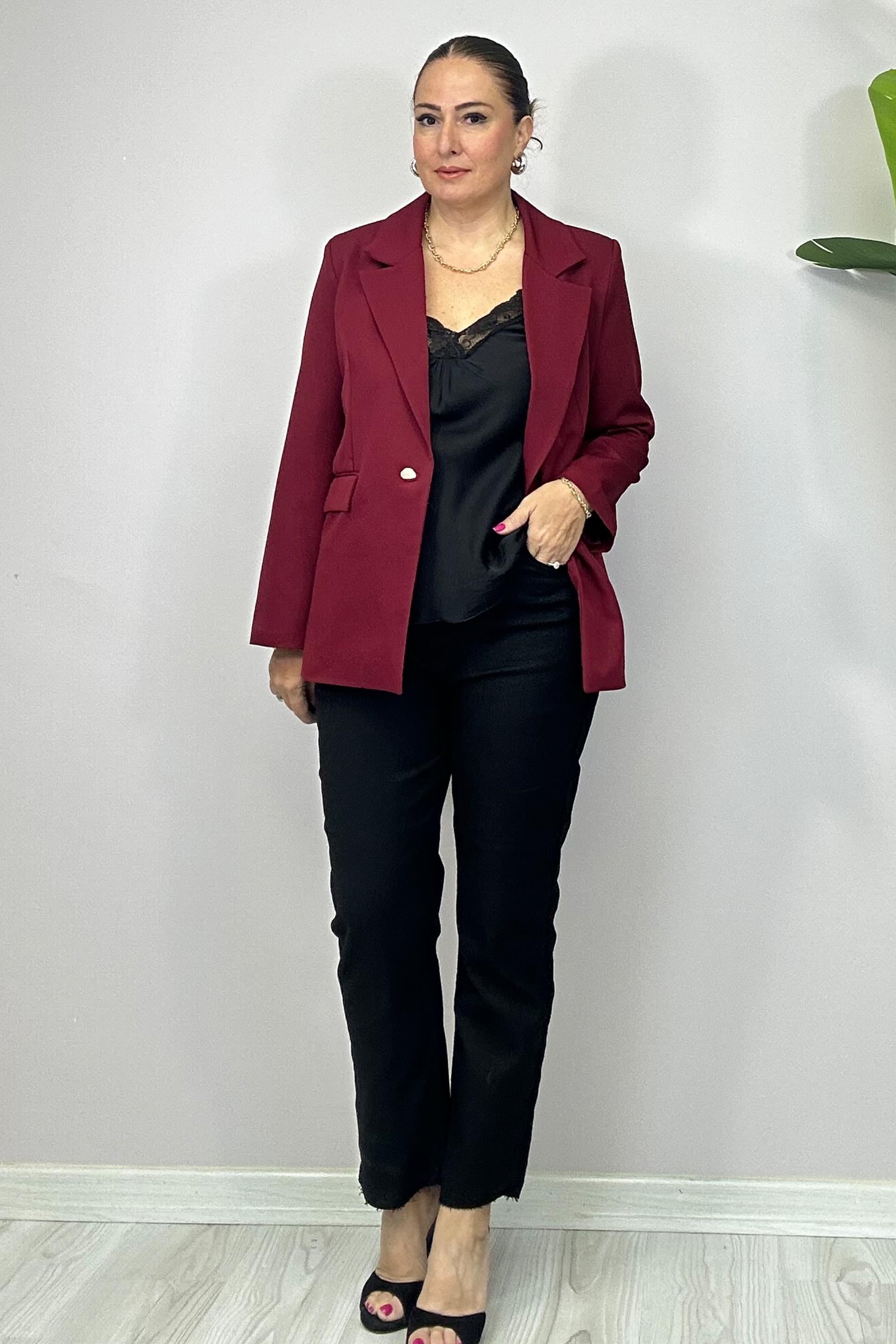 Kamila Blazer Ceket Bordo