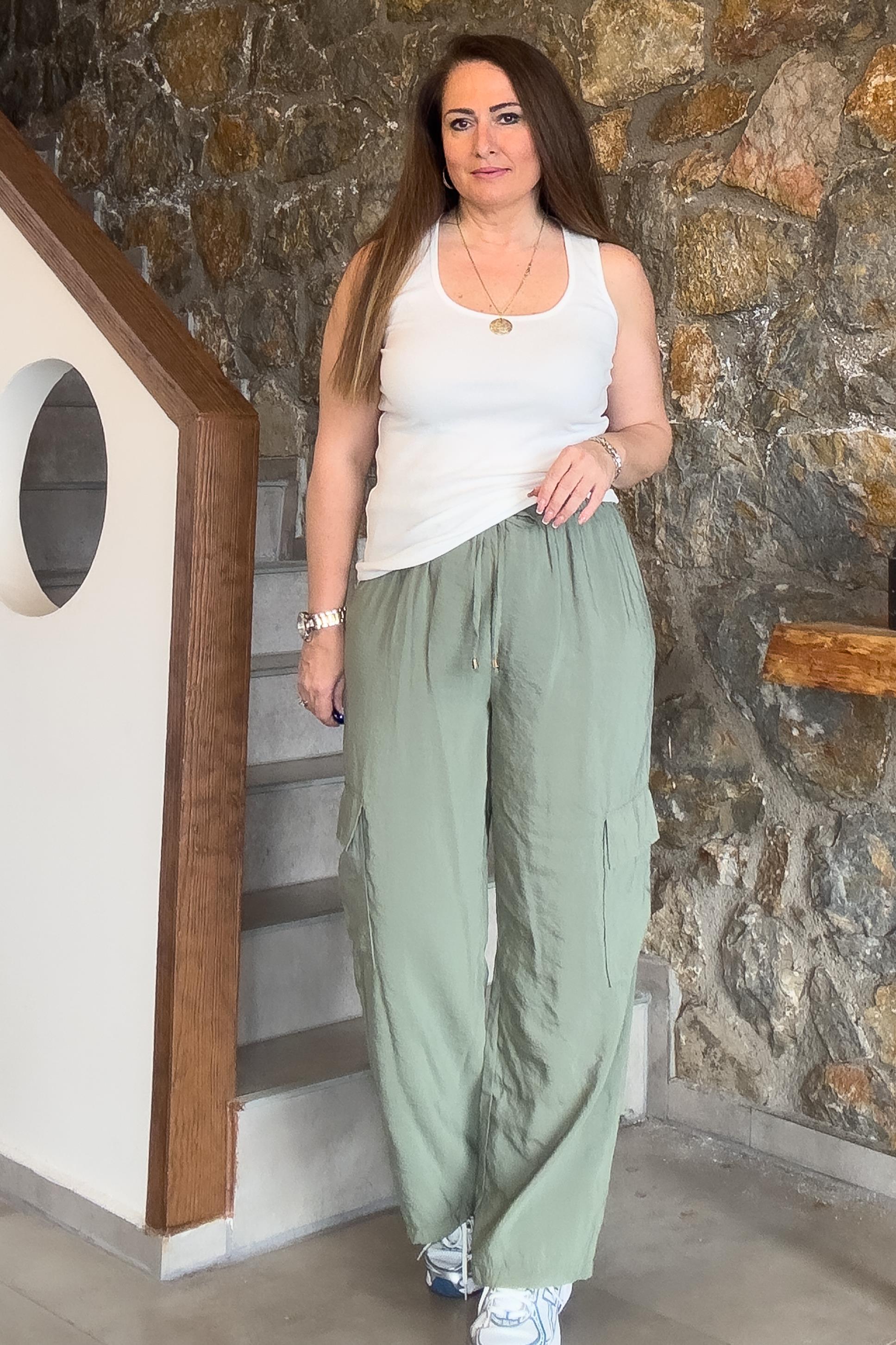 Arianna Yan Cepli Pantolon Yeşil
