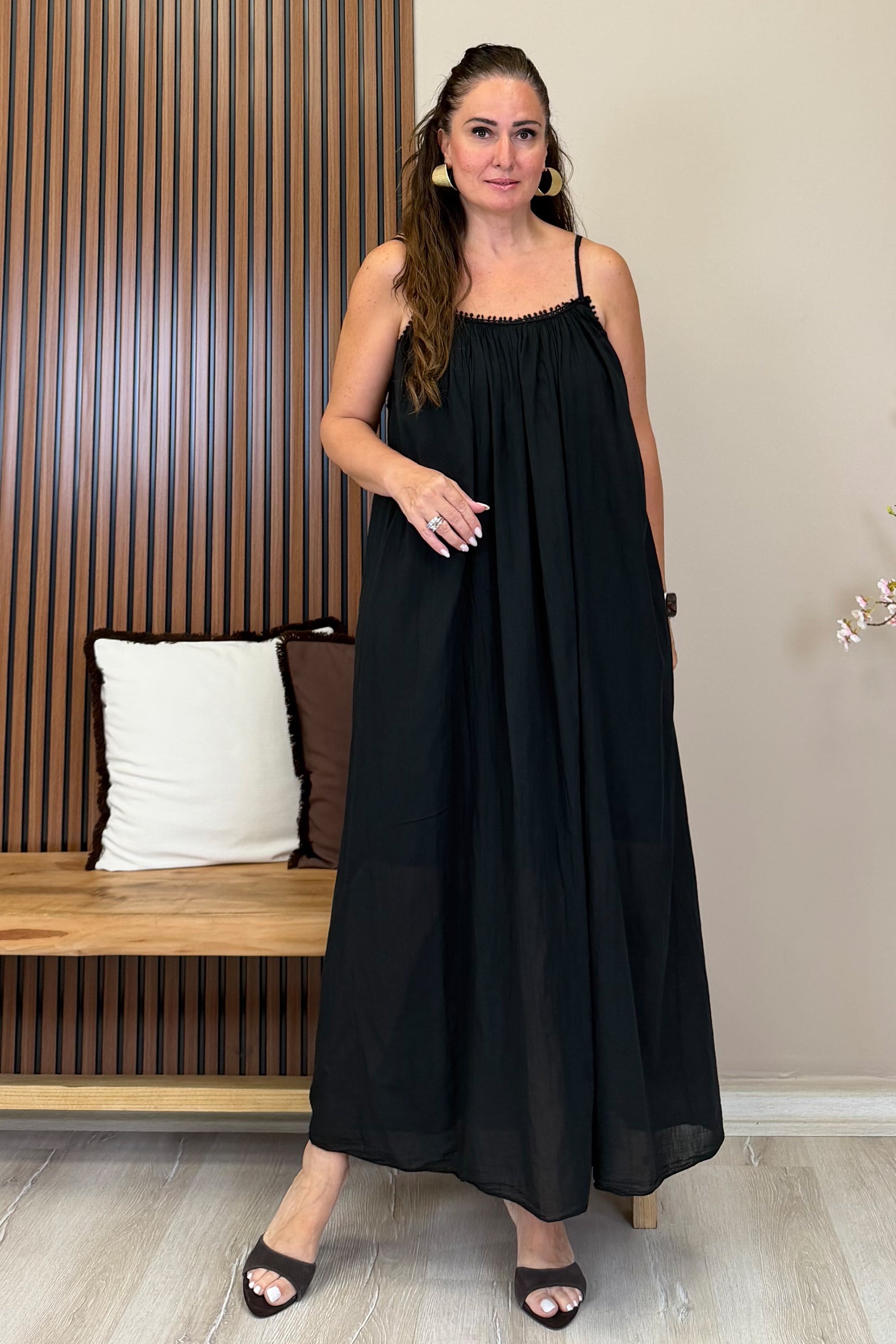 Claris Askılı Elbise Siyah