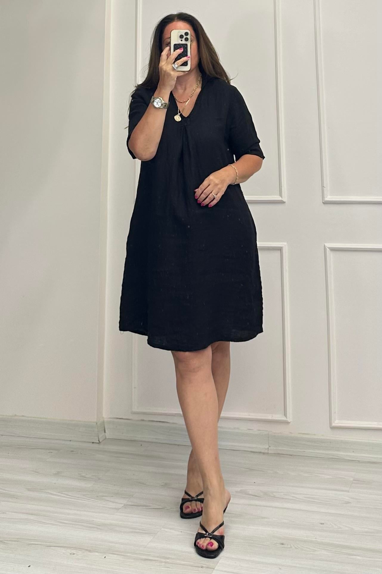 Bonnie Yakalı Elbise Siyah