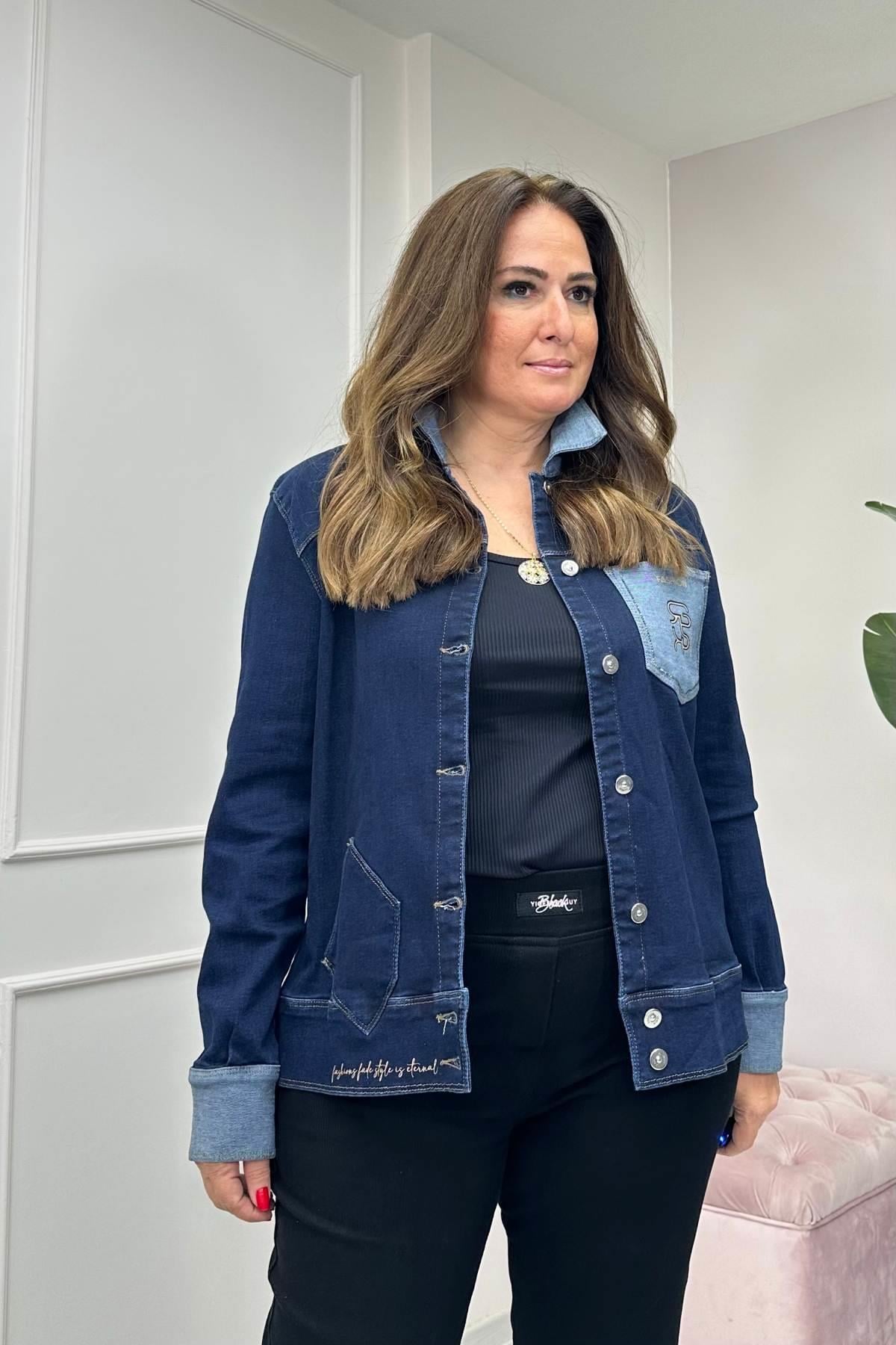 Cep Detaylı kot Ceket Mavi