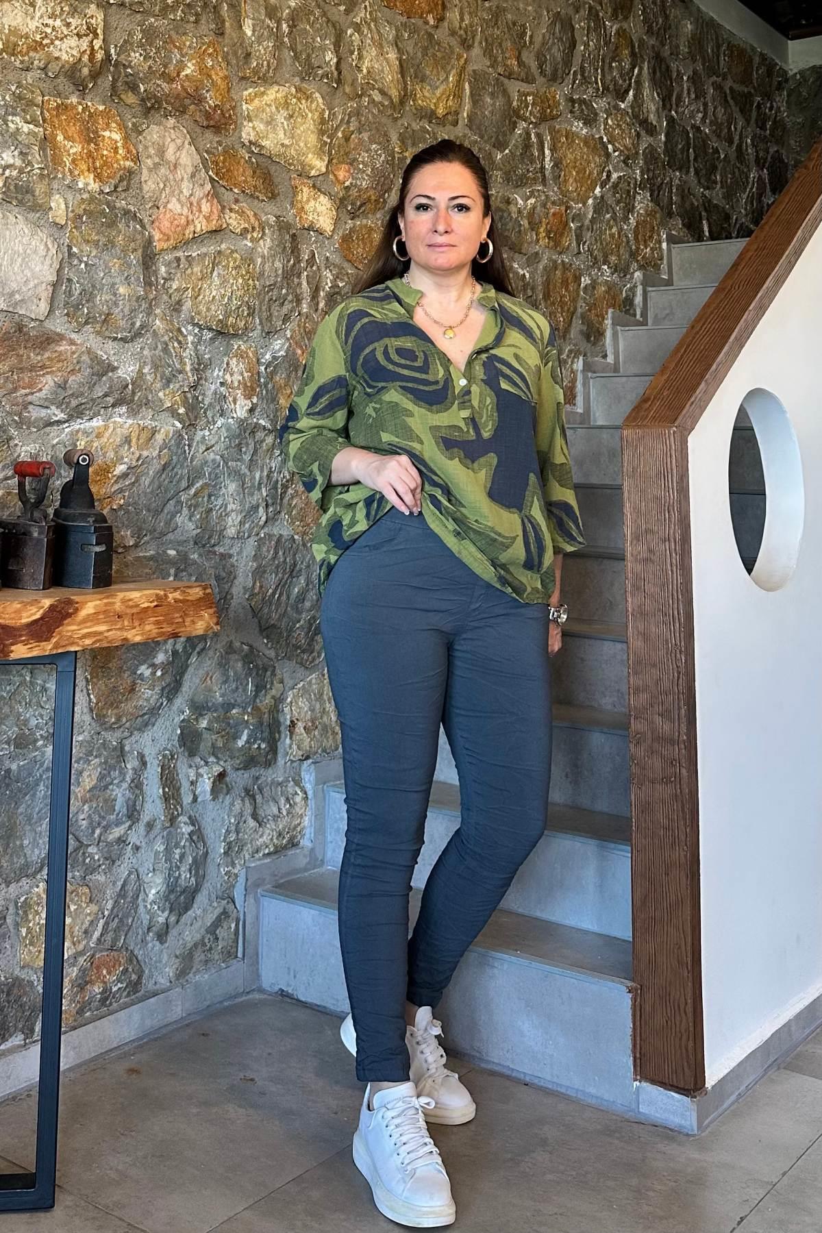 Düz Renk Full Likralı Rahat Kalıp İthal Pantalon Antrasit