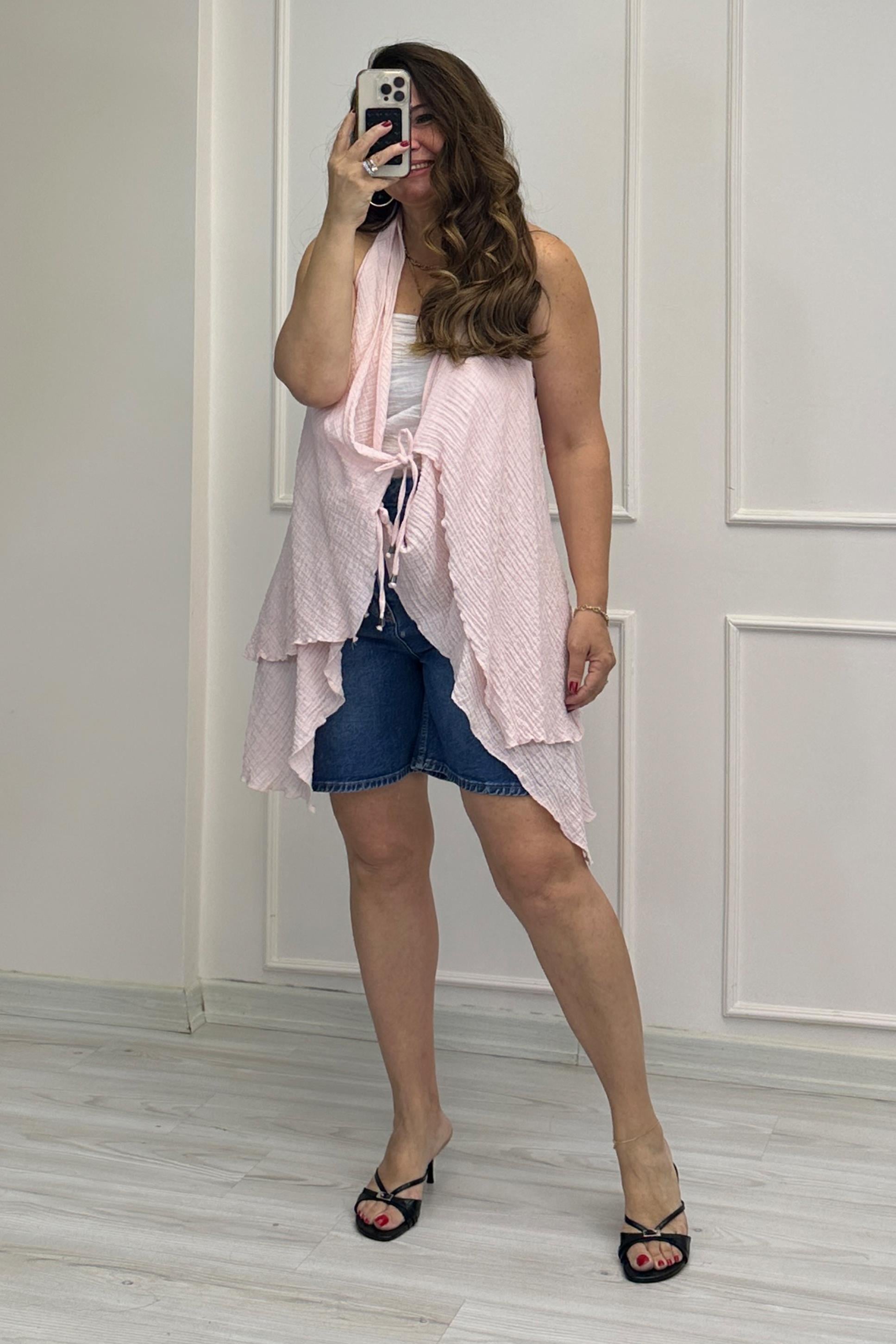 Marlin Müslin Yelek Pembe