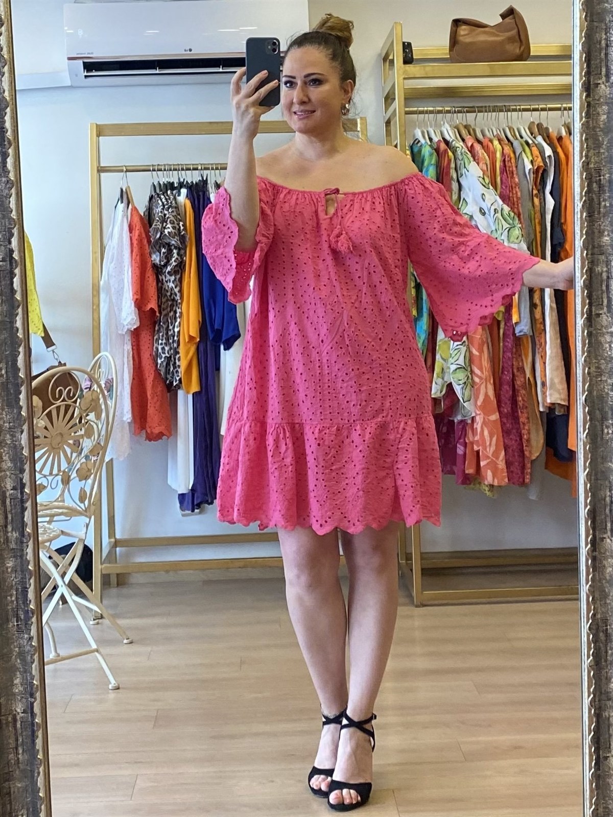 Fisto Detaylı Elbise Şeker Pembe