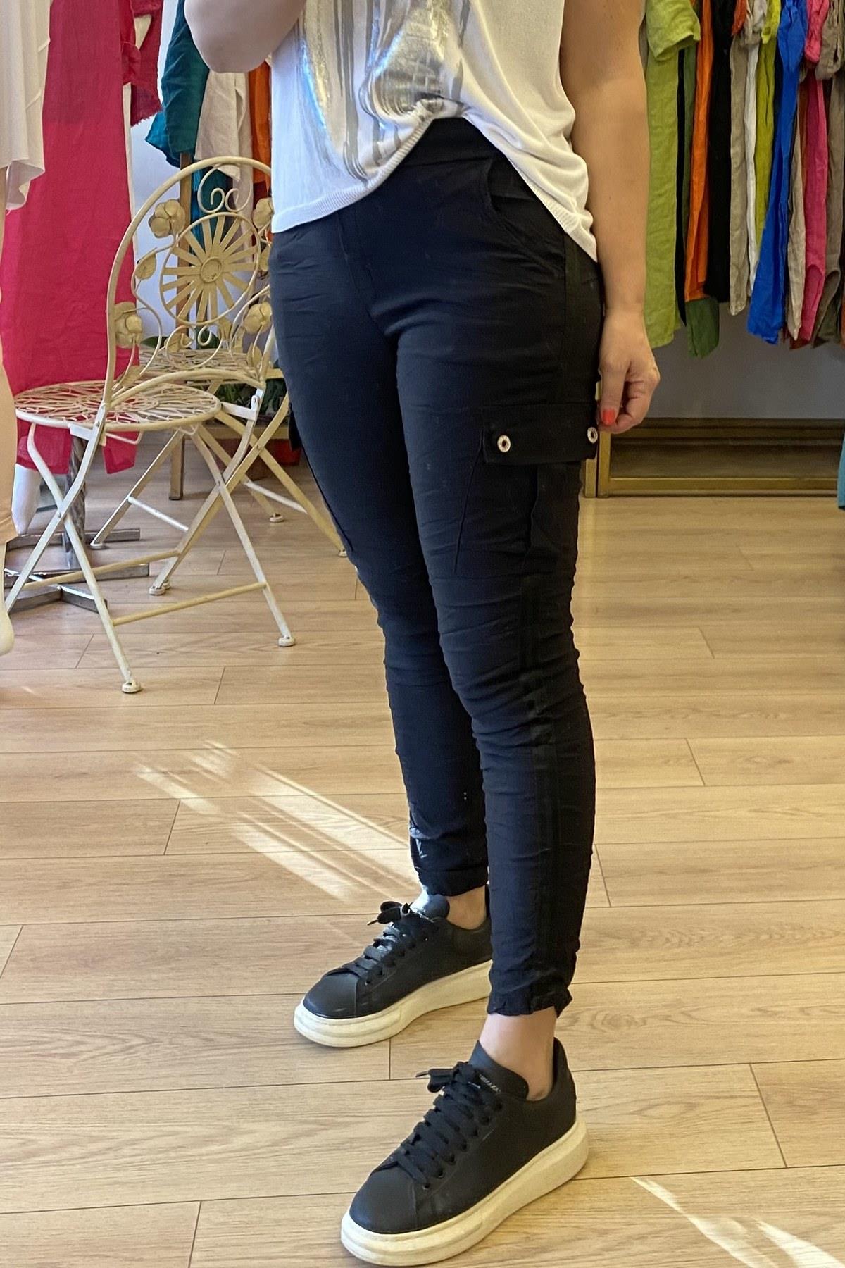 Kargo Cep Detaylı Full Likralı Pantolon Siyah