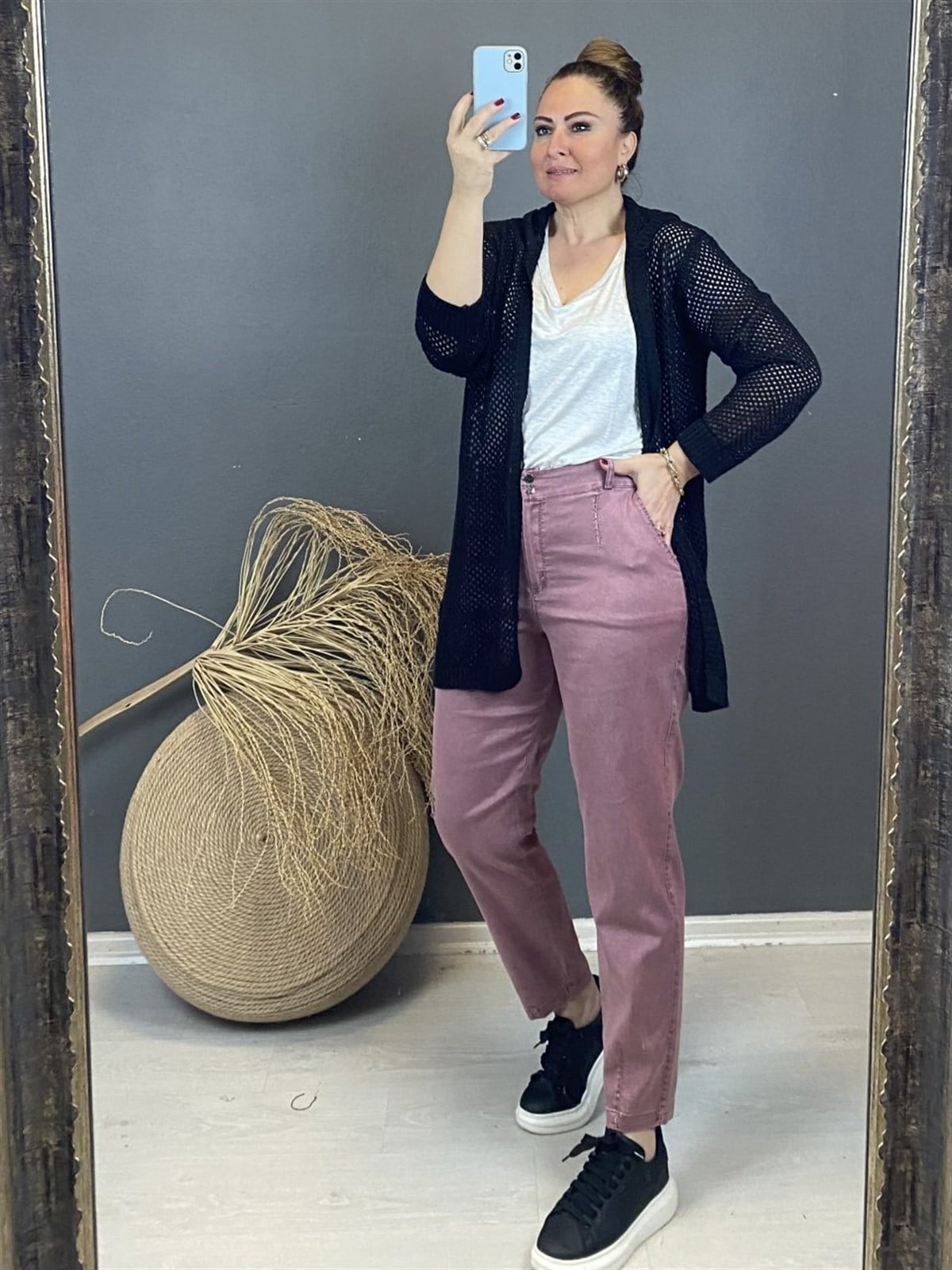 mom model yüksek bel kumaş pantolon