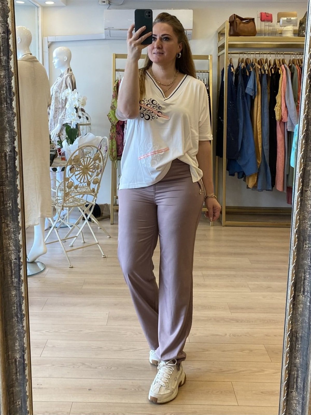 spor pantolon paça büzgülü sütlü kahve