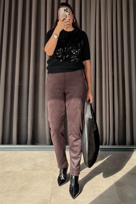 Merlot Kadife Pantolon Kahve