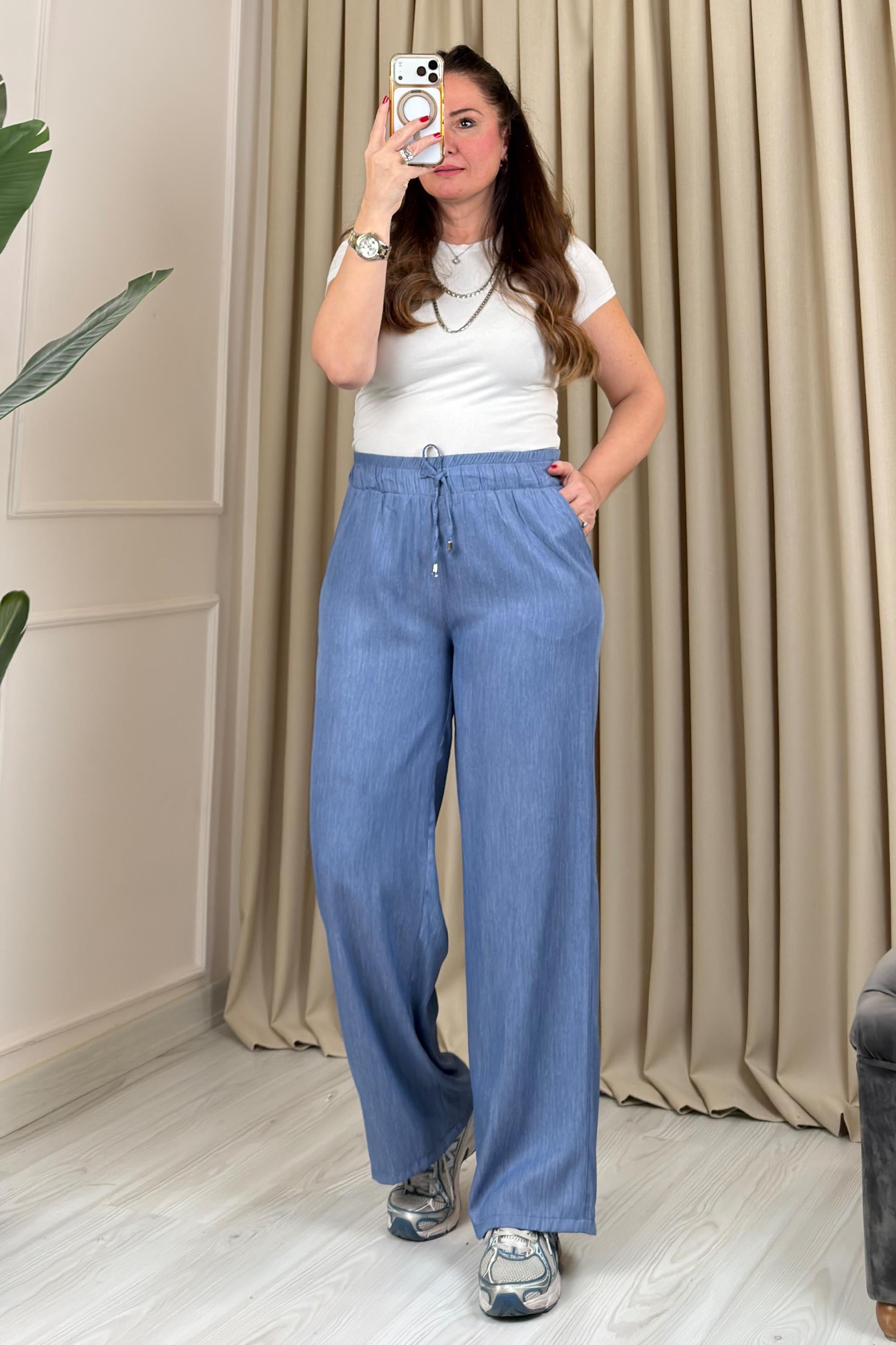 Vionelle Bol Paça Pantolon Koyu Mavi