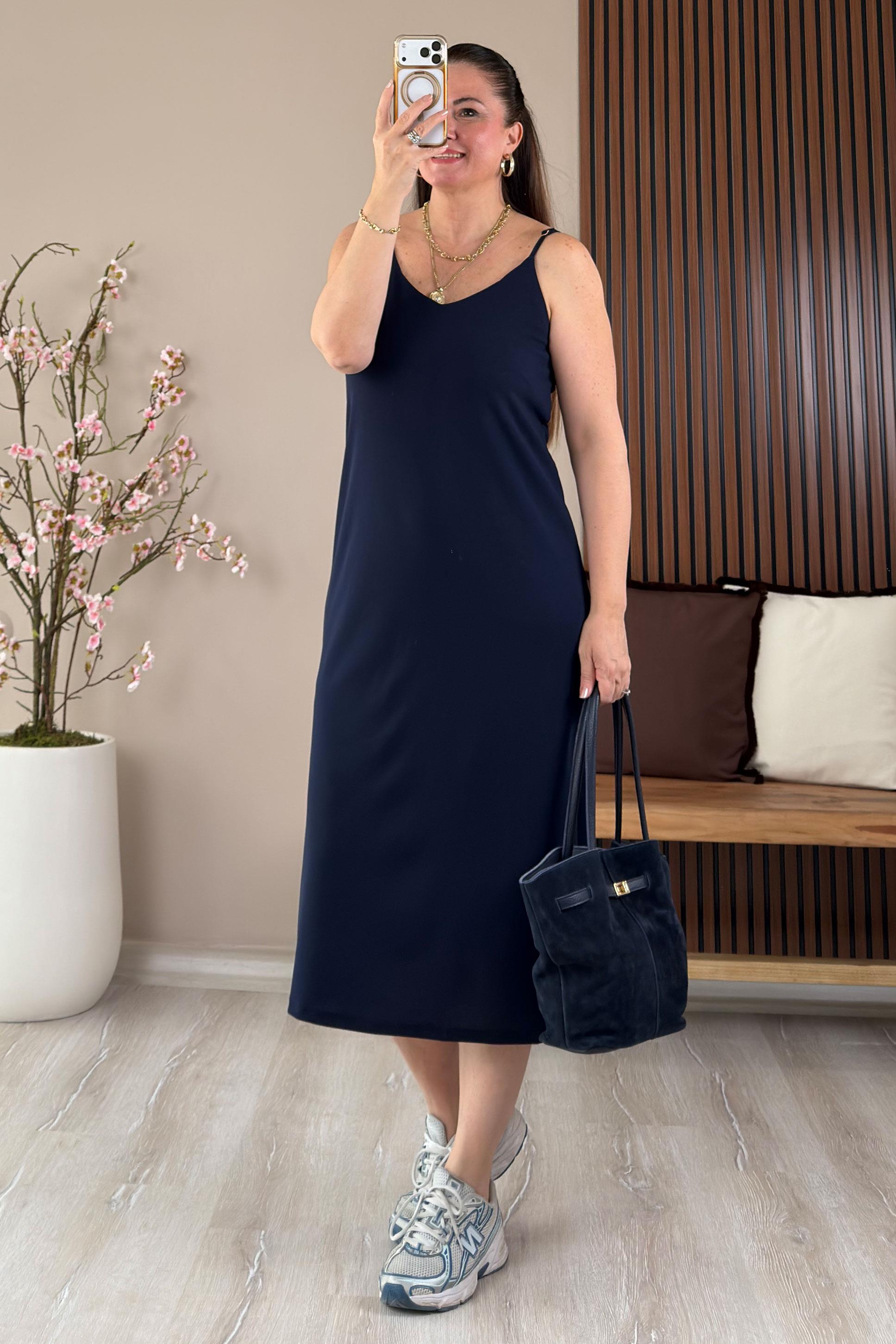 Adaline Askılı Elbise Lacivert