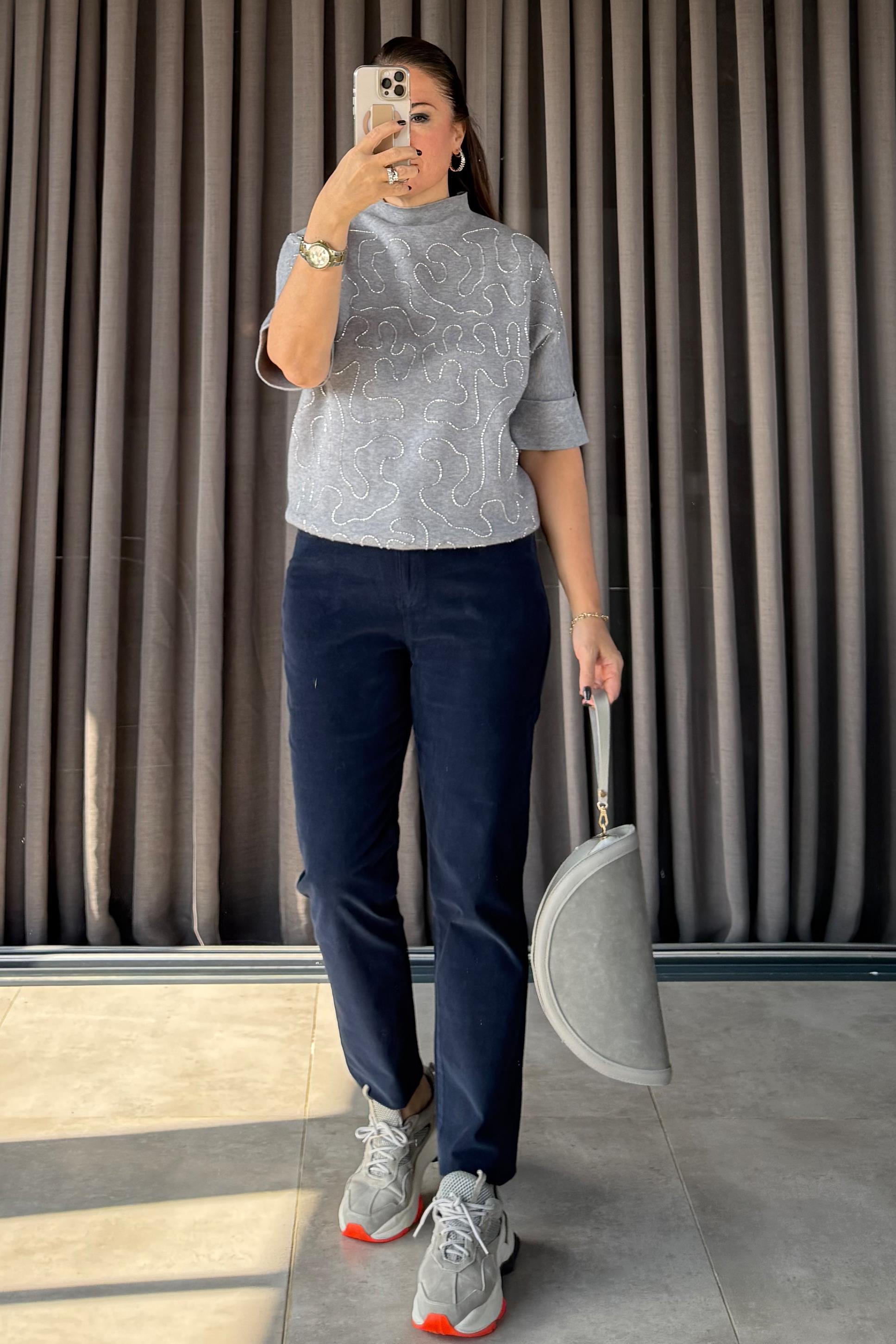 Velvet Kadife Pantolon Lacivert