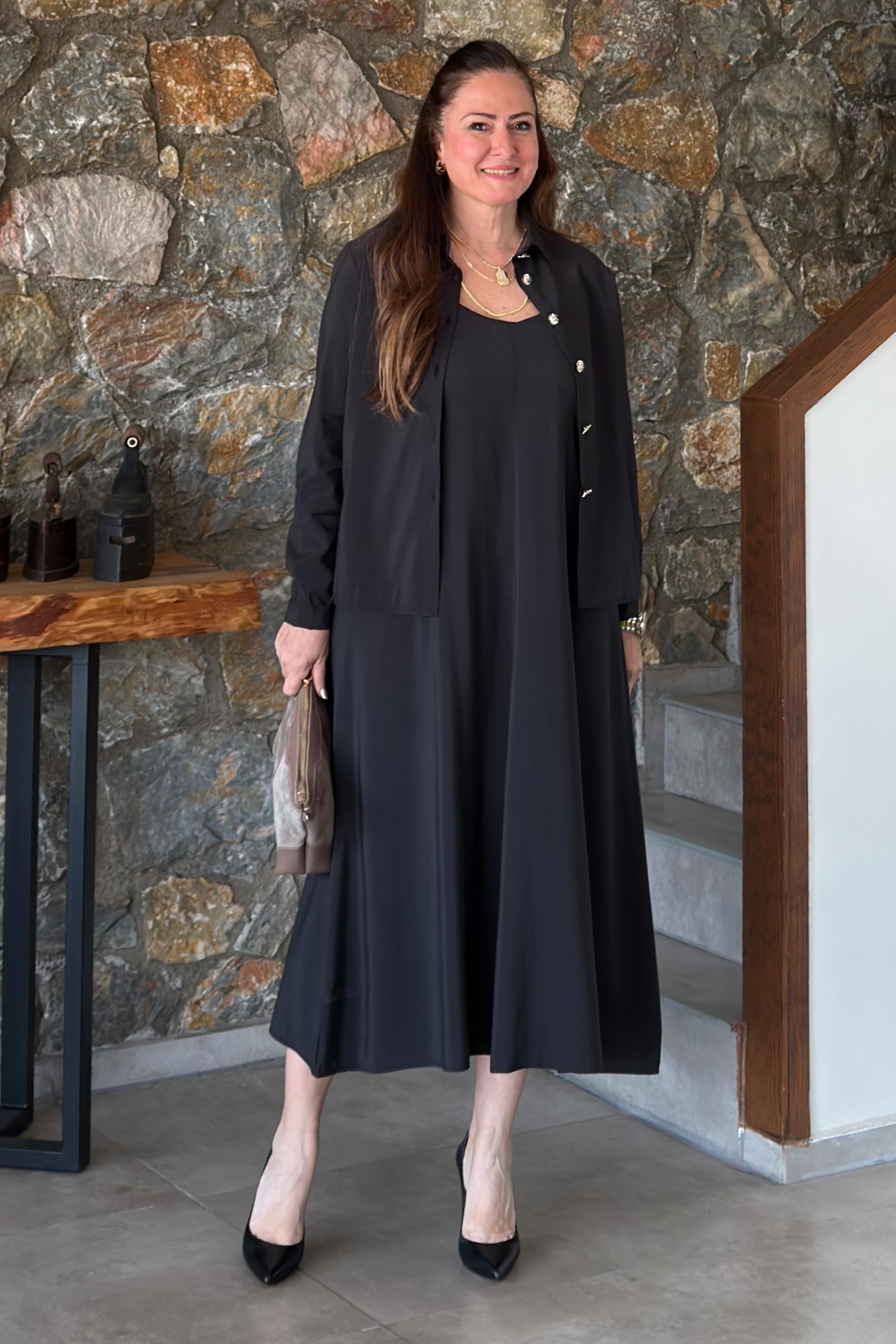 Emilly Gömlekli Elbise Takım Siyah