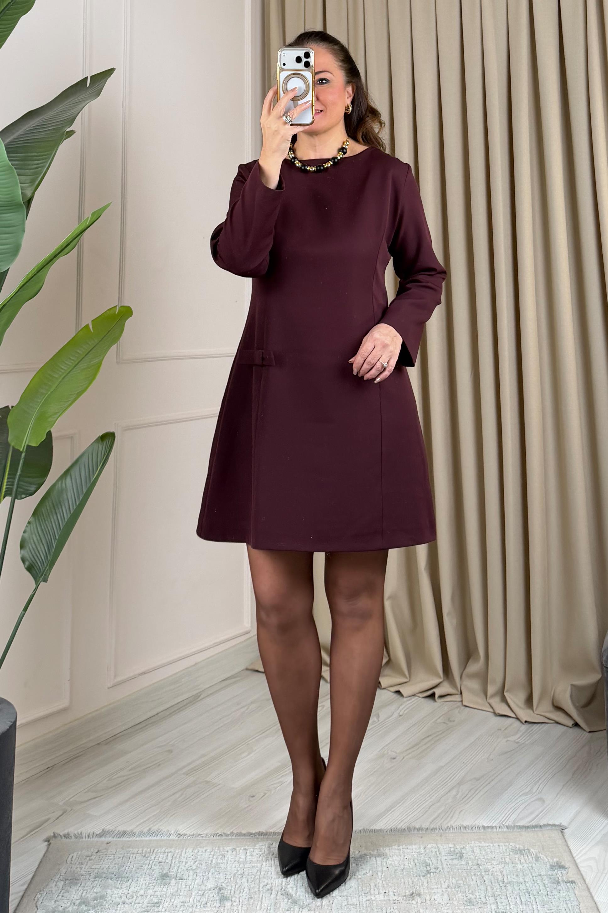 Pulse Fiyonk Detaylı Elbise Bordo