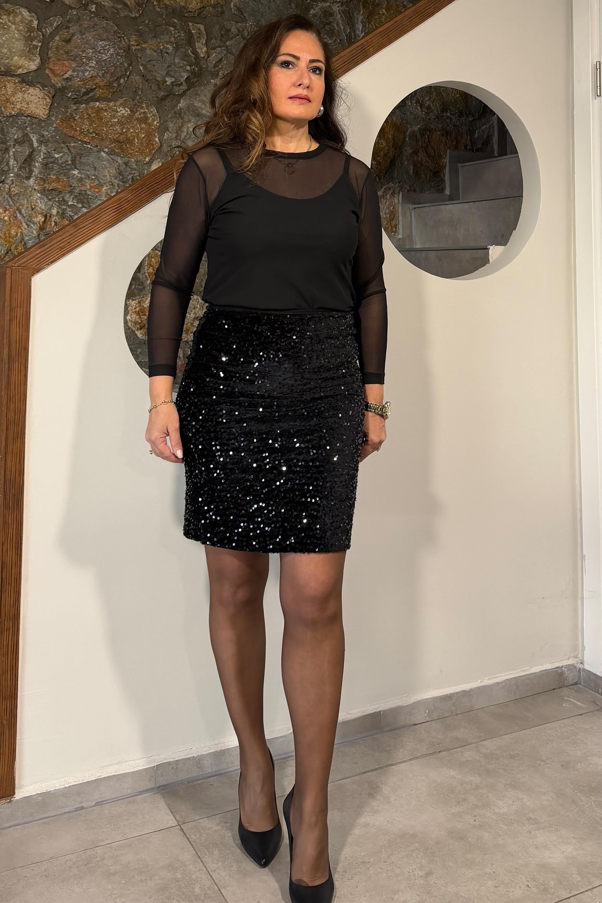 Reva Tül Bluz Siyah