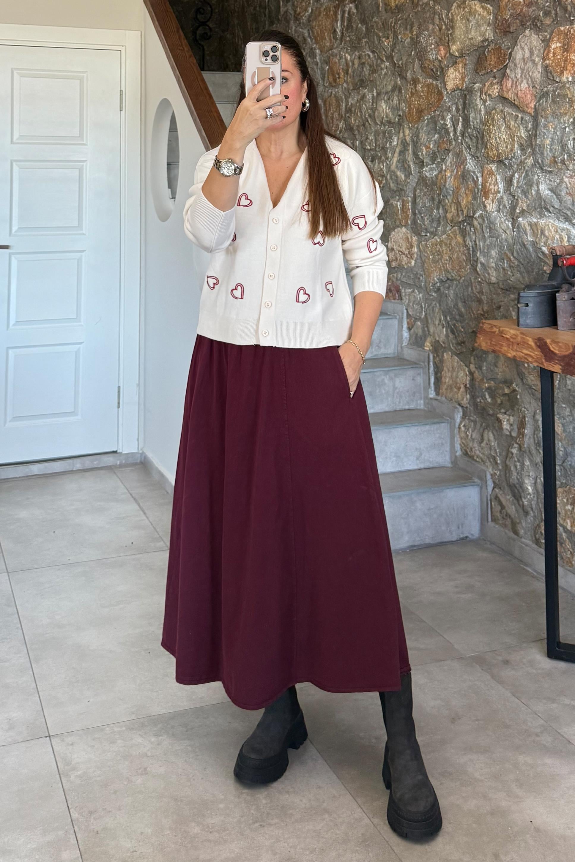 Briiz Çan Etek Bordo
