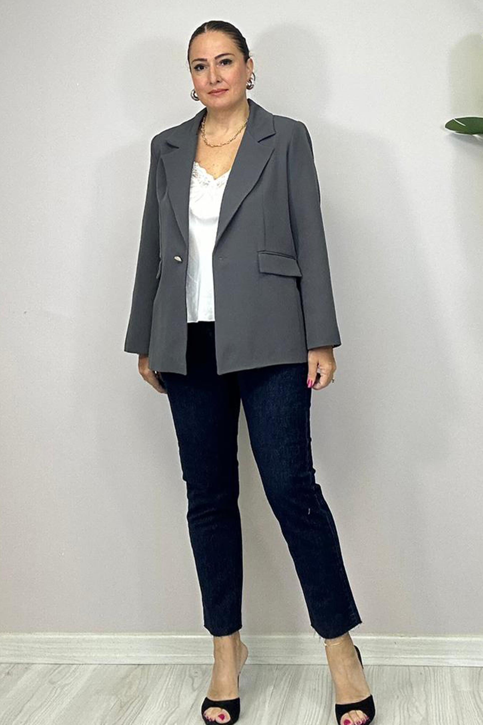 Kamila Blazer Ceket Antrasit