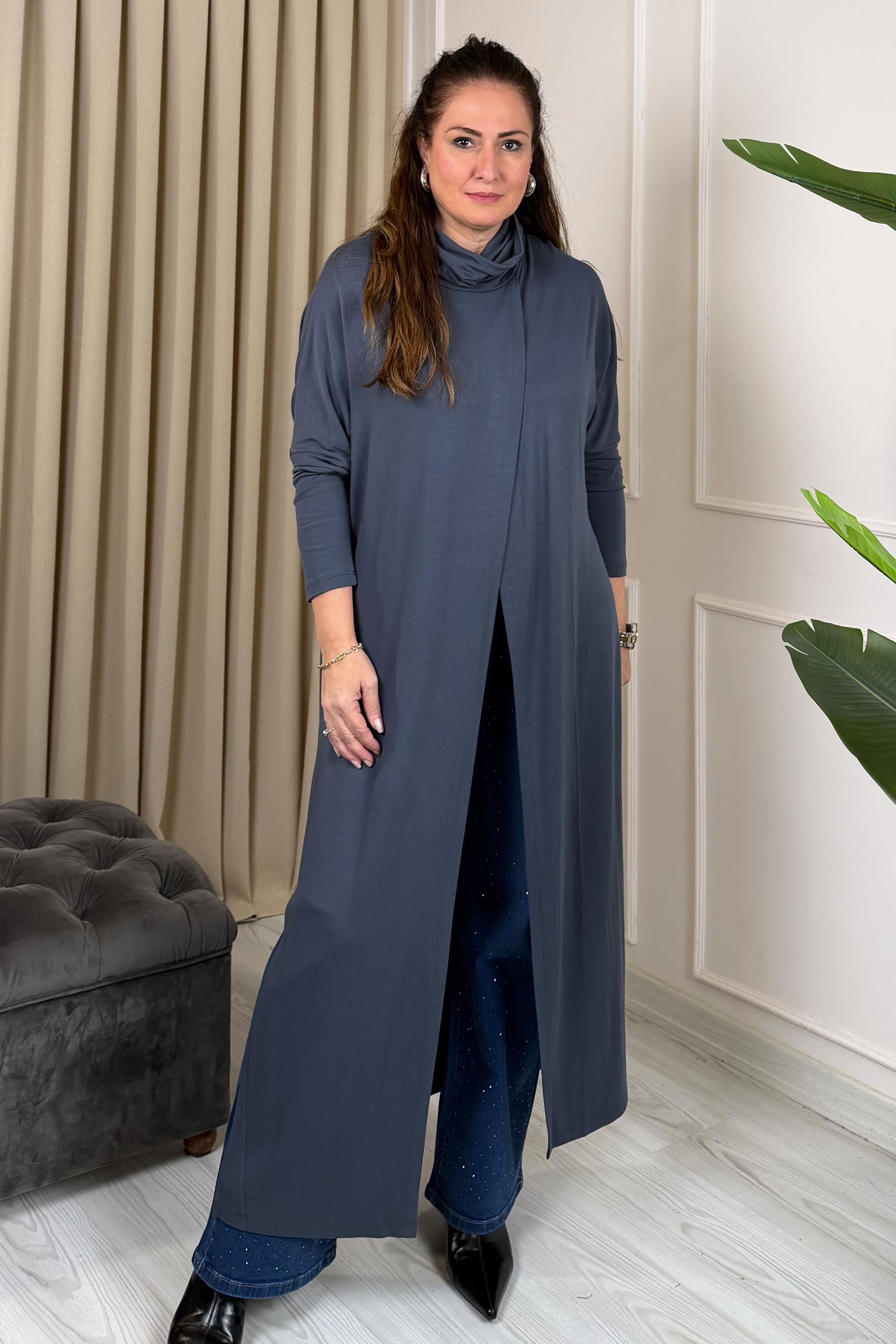 Tiles Boğazlı Tunik Gri