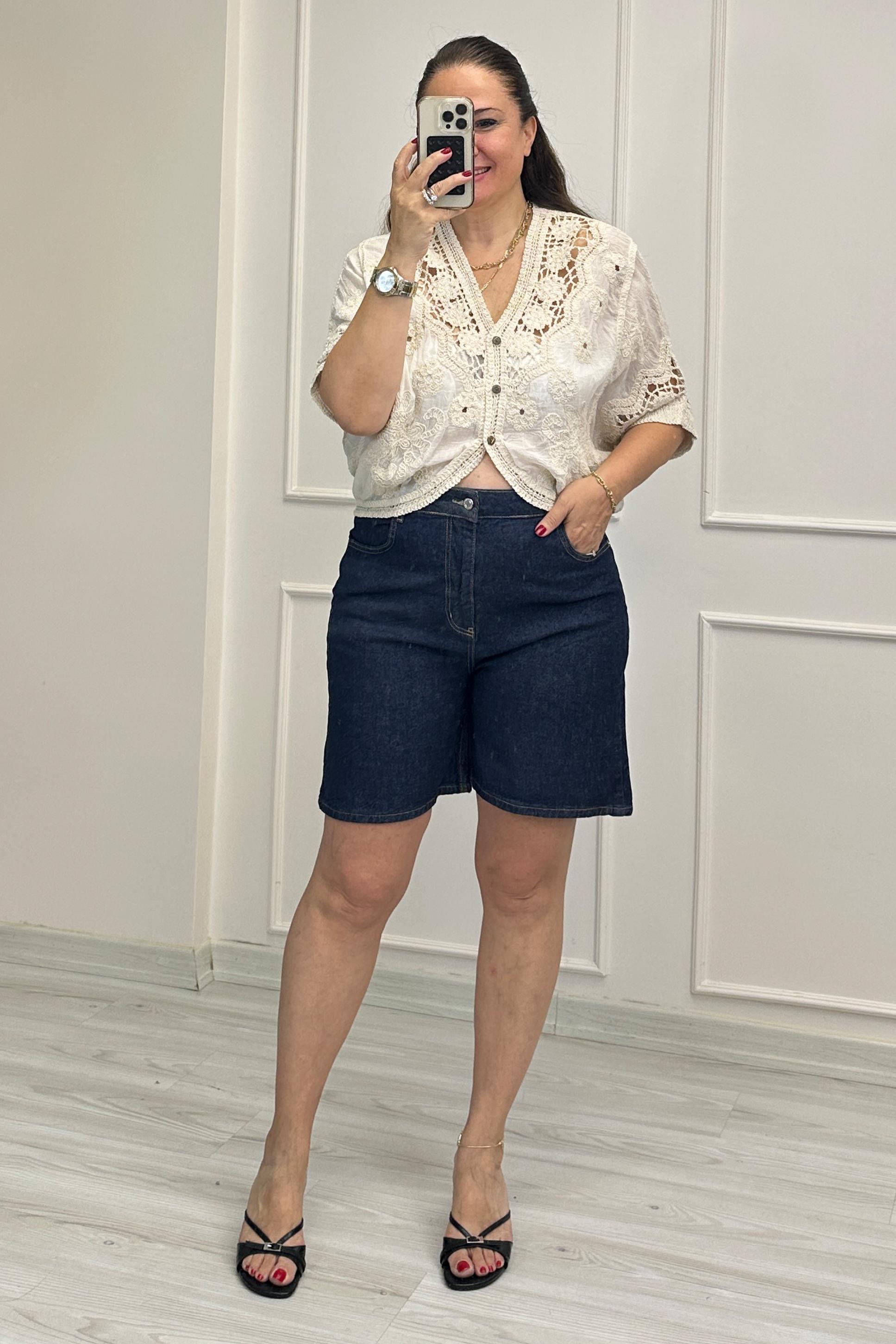 Glory Örgü Bolero Hırka Krem