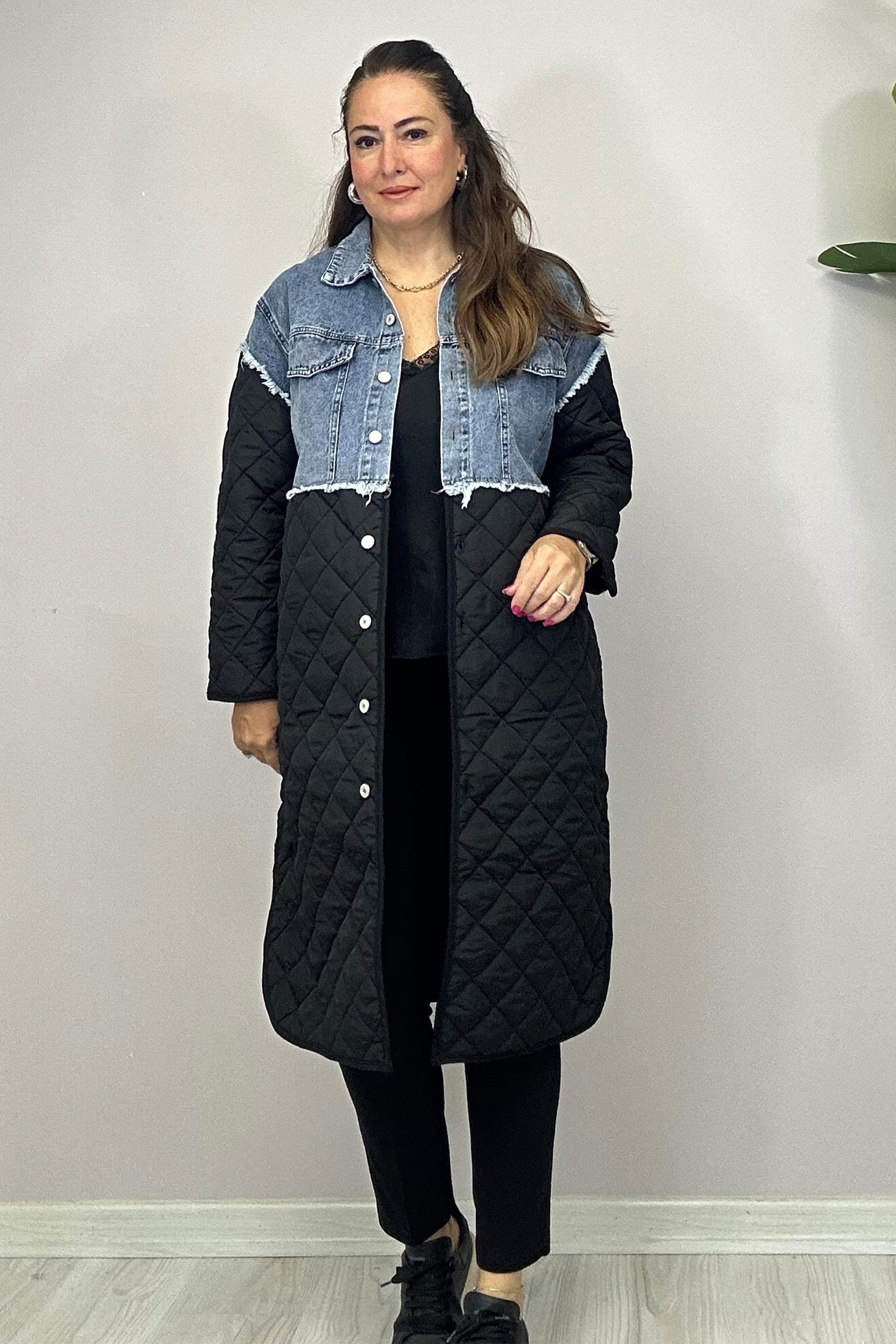 Pera Cep Detaylı Trençkot Siyah