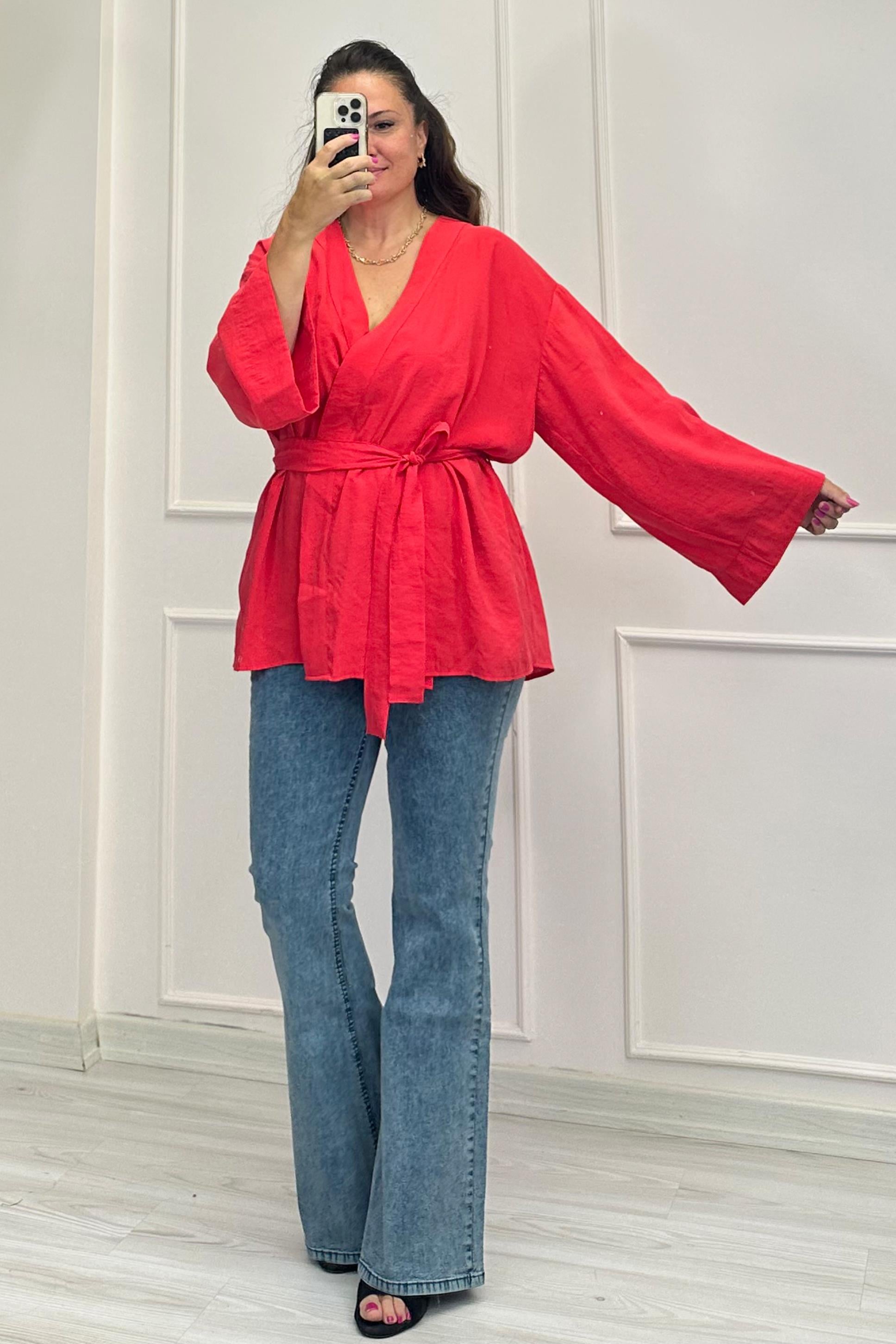 Helen Kimono Nar Çiçeği Rengi