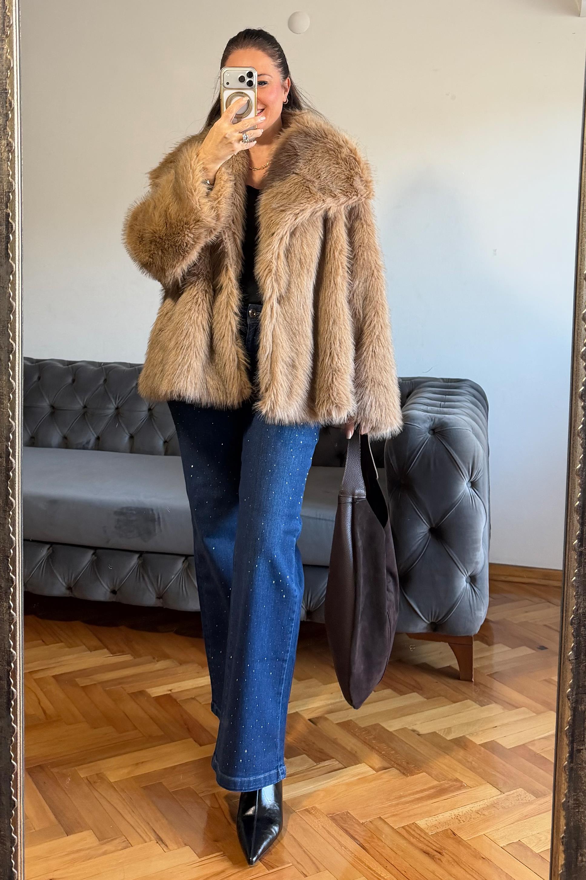 Enda Kürklü Ceket Camel