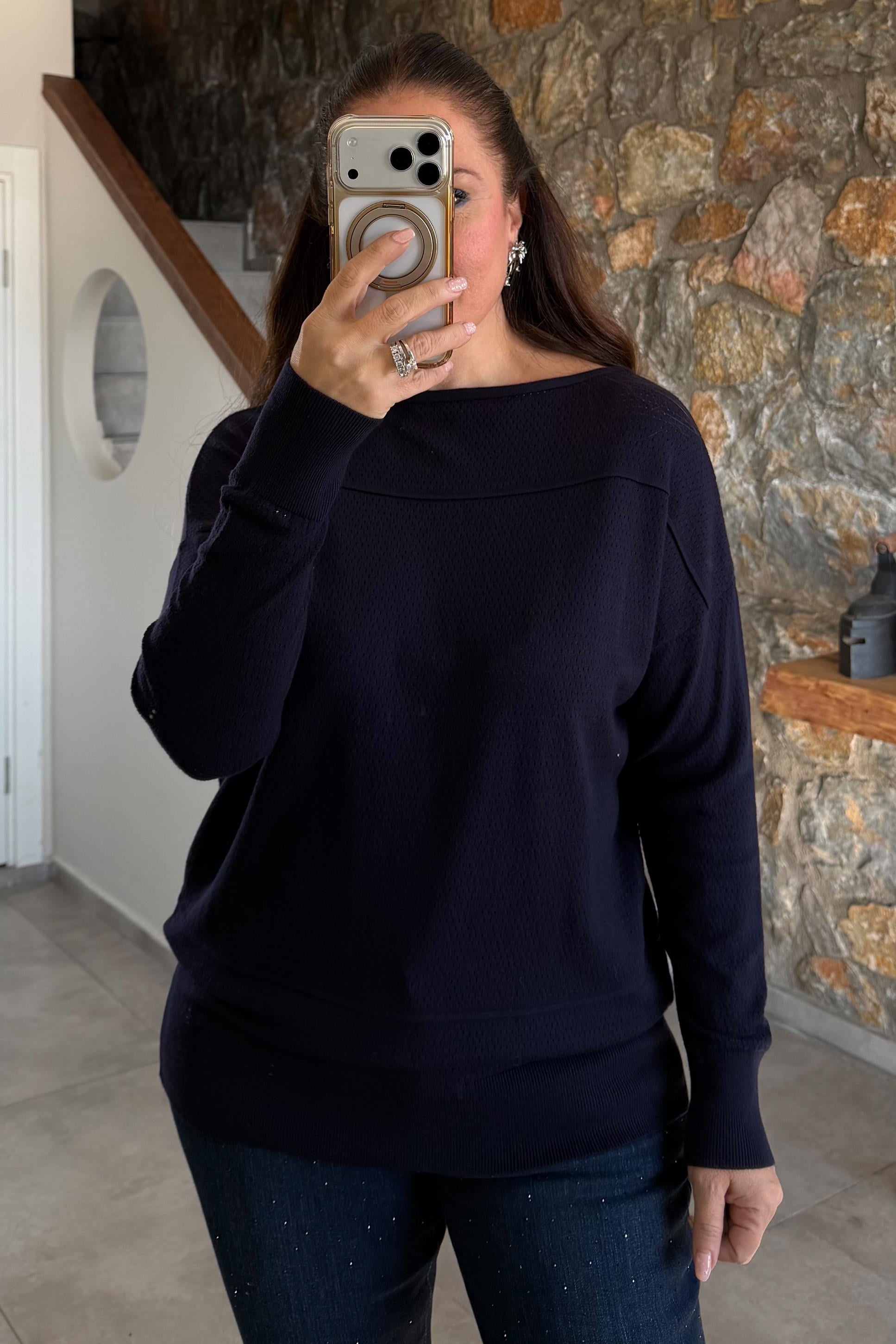 Perla Ajurlu Triko Lacivert