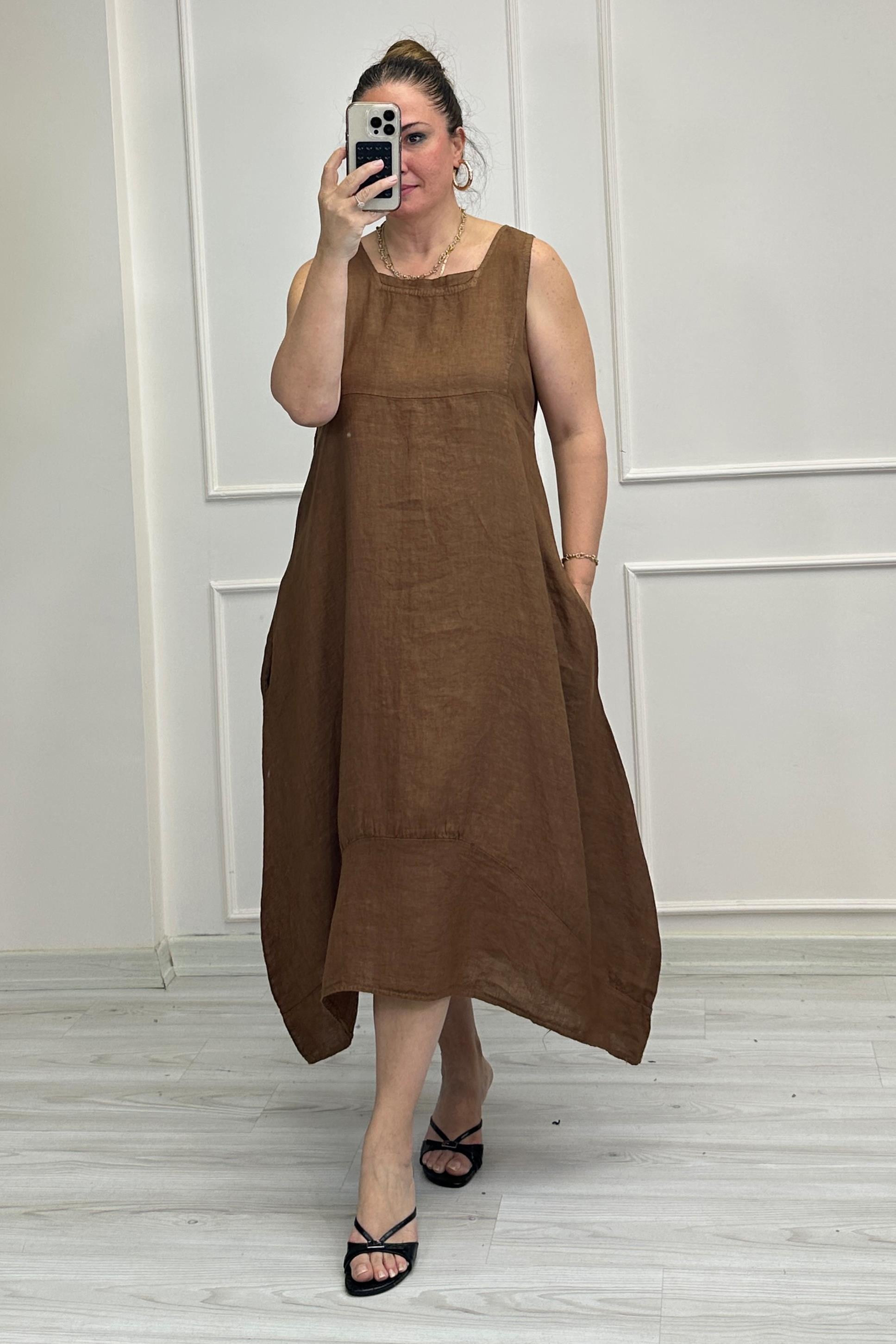 Marcella Keten Elbise Kahve
