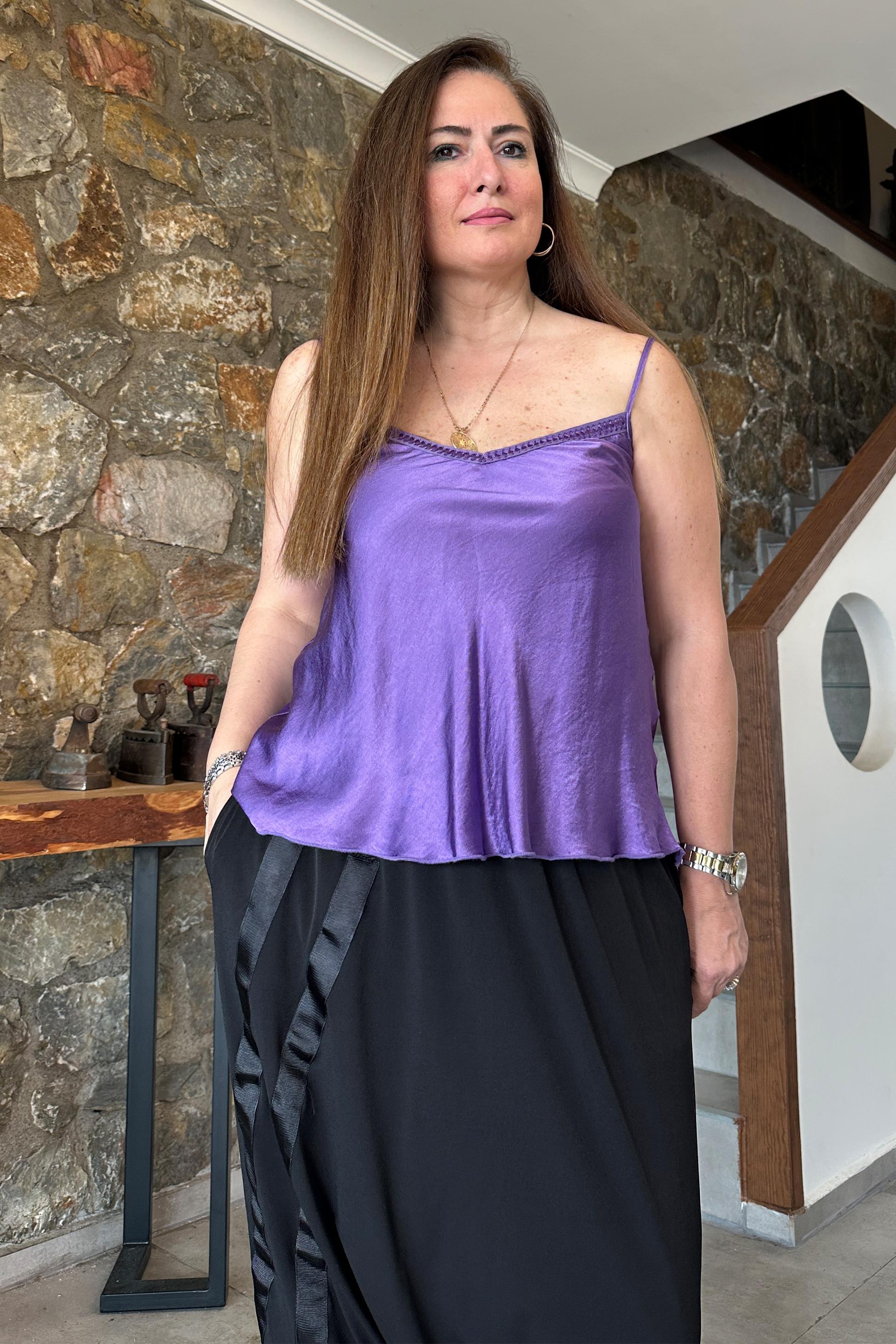 Valerie İthal Askılı Bluz Mor