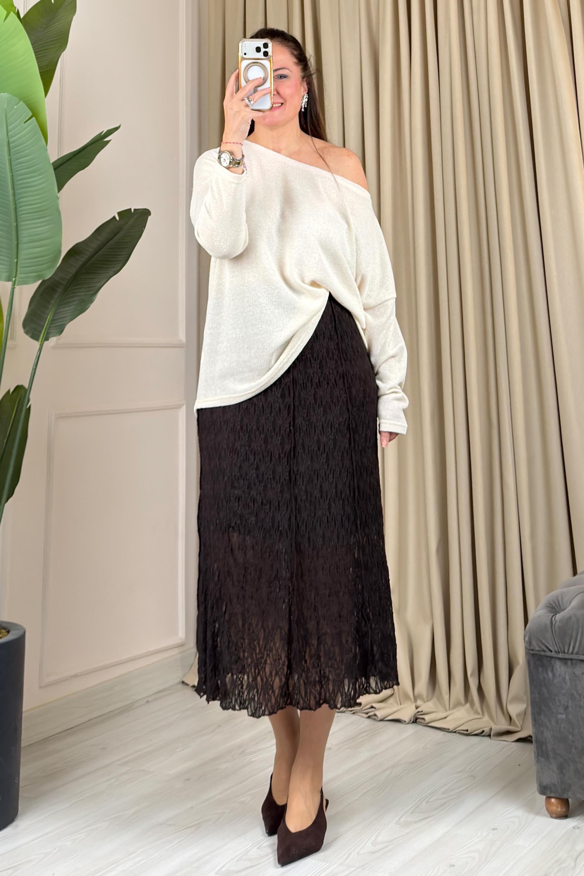 Dinna Dantel Etek Kahve